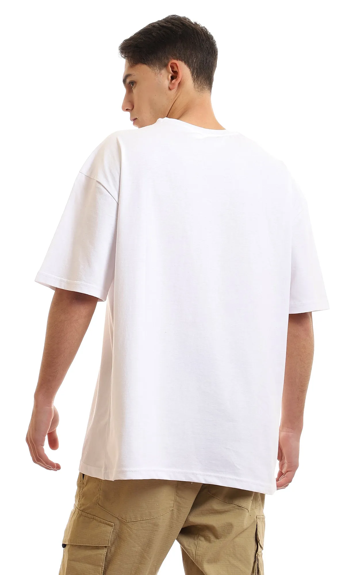 97389 Printed Texted Skull White Slip On T-Shirt
