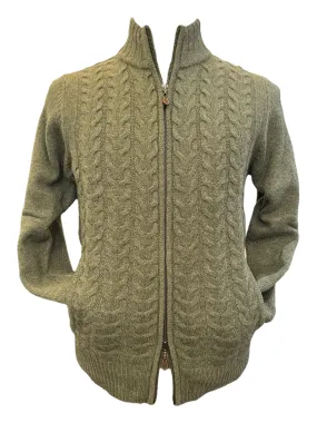 Alan Paine Hawkser Cable Zip Front Mock Neck Sweater Landscape
