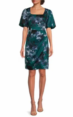 Alex Evenings - Short Puff Sleeve Patterened