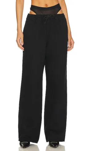 Alexander Wang Denim Track Pant Black Mesh Undie in Black