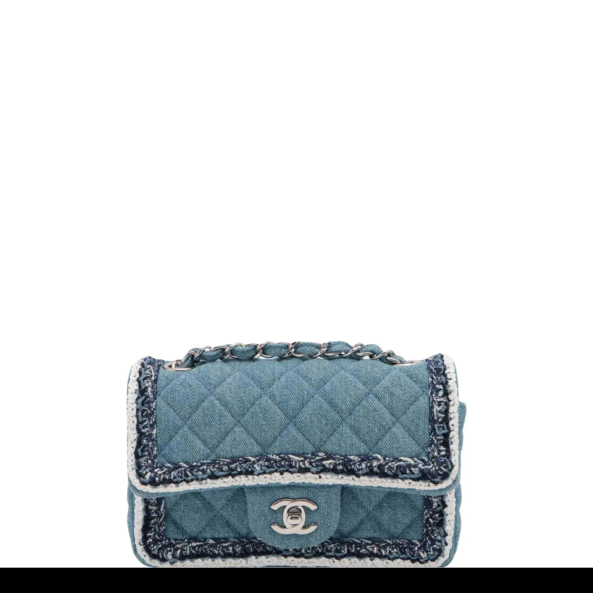 Chanel Rare Small Denim Braid Classic Flap Shoulder Bag