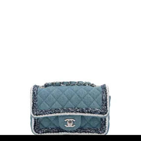 Chanel Rare Small Denim Braid Classic Flap Shoulder Bag