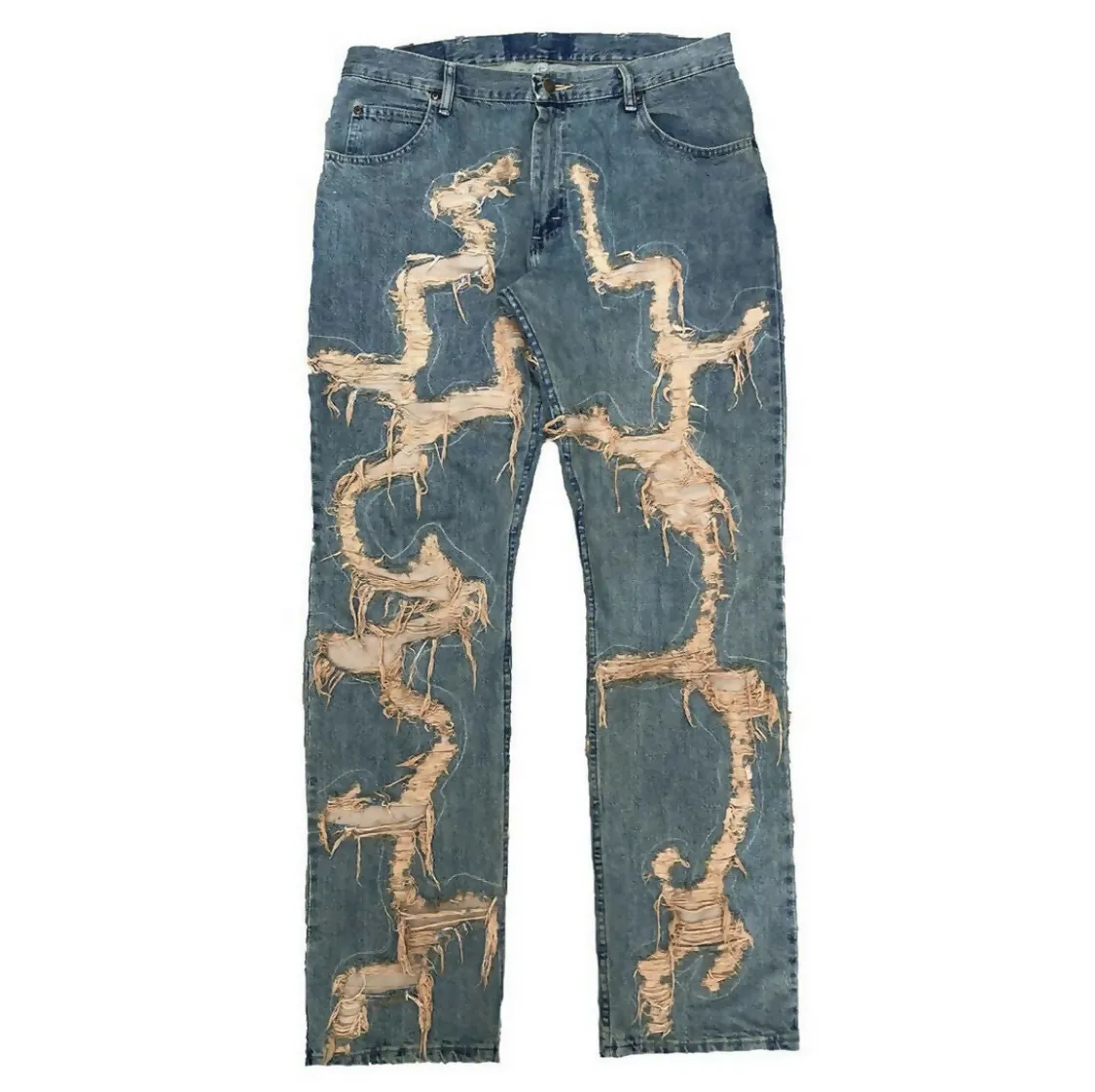 Distressed Cracked Denim (straight leg) [MADE TO ORDER]