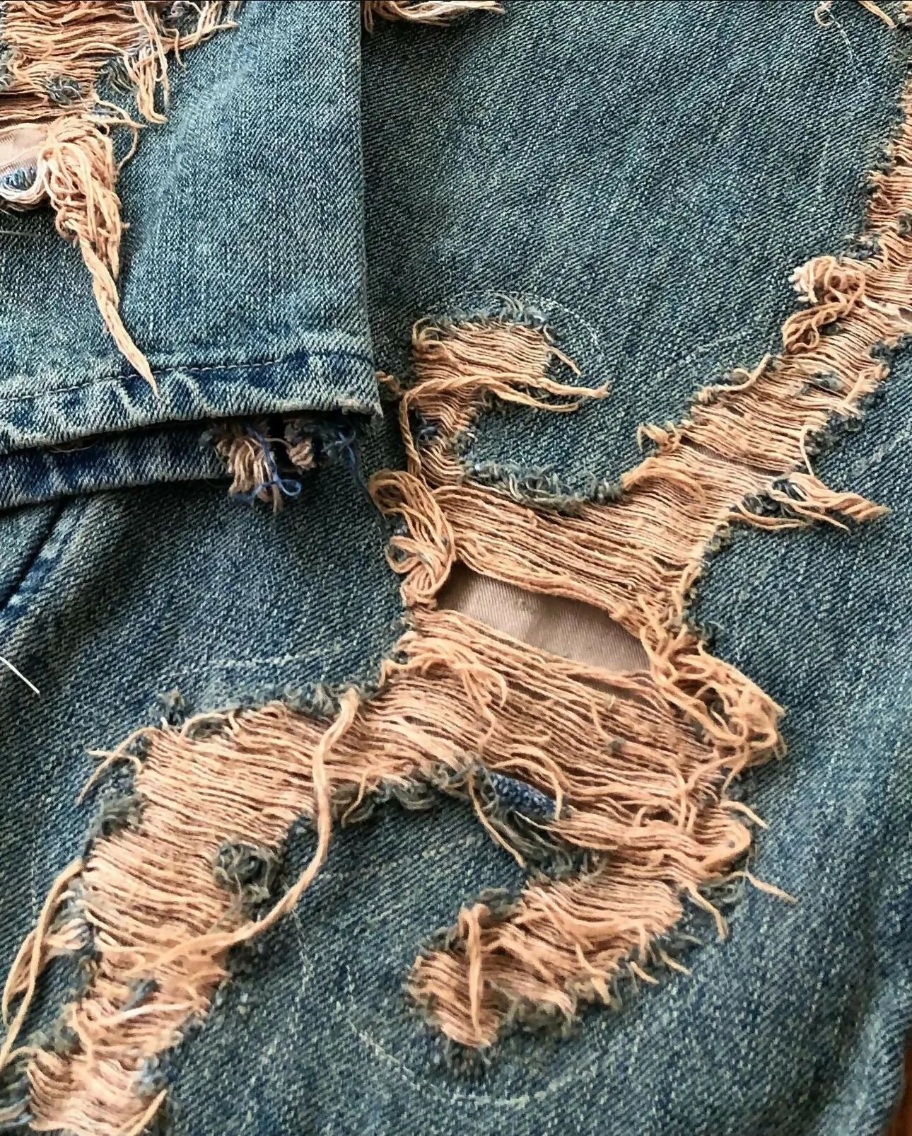 Distressed Cracked Denim (straight leg) [MADE TO ORDER]