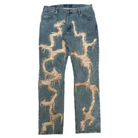 Distressed Cracked Denim (straight leg) [MADE TO ORDER]