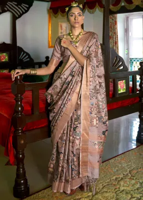 Eunry Purple Digital Printed Party Wear Banarasi Silk Saree