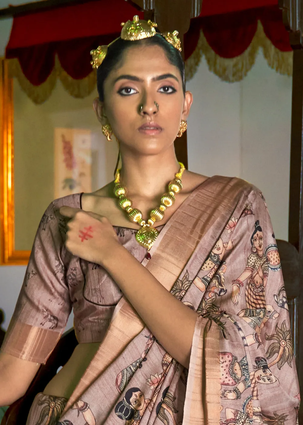 Eunry Purple Digital Printed Party Wear Banarasi Silk Saree