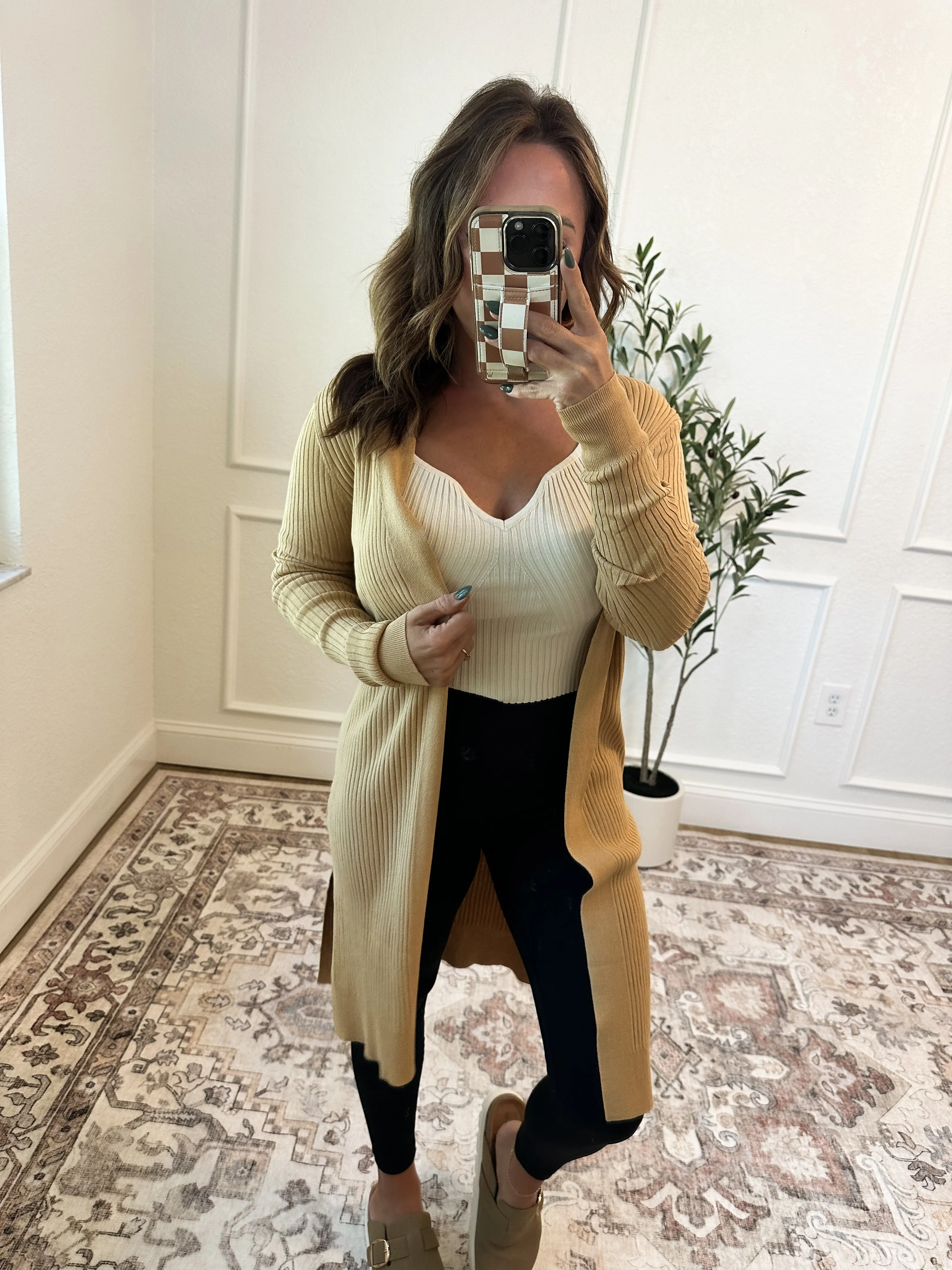 Fashionably Late Duster Cardigan - Mustard