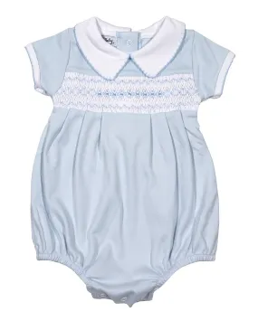 Magnolia Baby Boys Blue Hailey and Harry Smocked Bubble - Boy