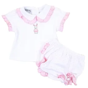 Magnolia Baby Girls Vintage Polka Dot Bunny Embroidered Bloomers Set