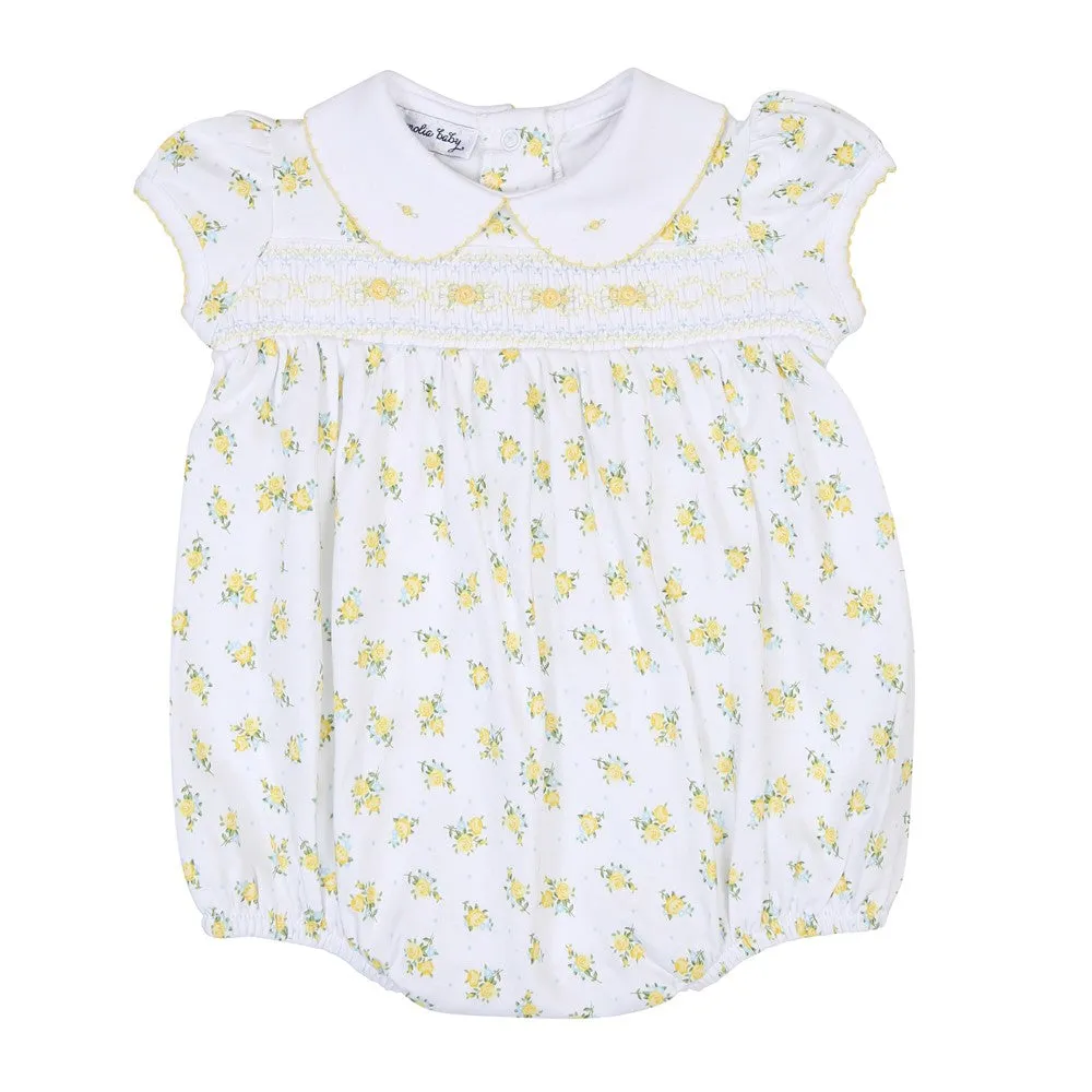 Magnolia Baby Girls Yellow Faith's Classics Smocked Bubble
