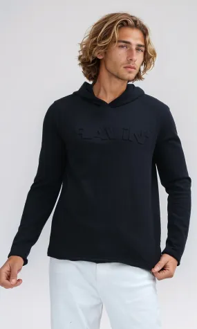 O200023 - Long Sleeves Hoodie With Front Print - Black