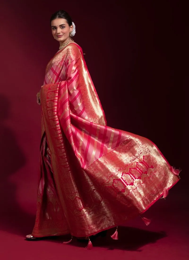 Pink Soft Banarasi Silk Premium Zari Weaving Silk Banarasi Saree