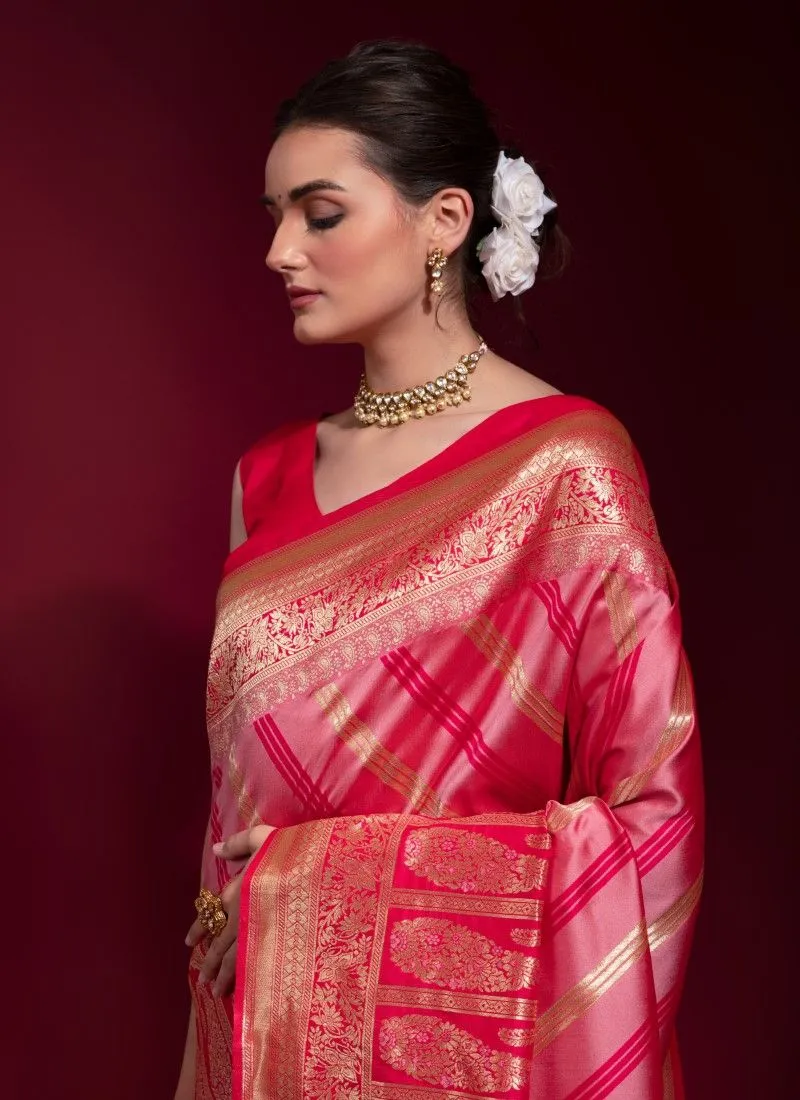 Pink Soft Banarasi Silk Premium Zari Weaving Silk Banarasi Saree