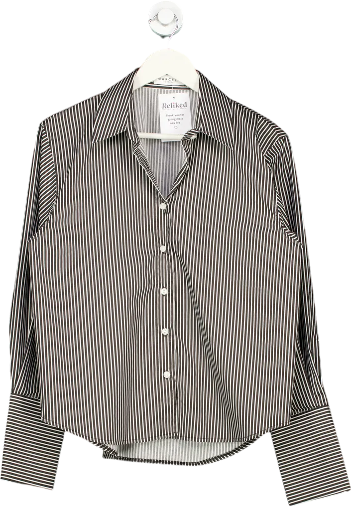 Refined Black and White Striped Shirt UK 10
