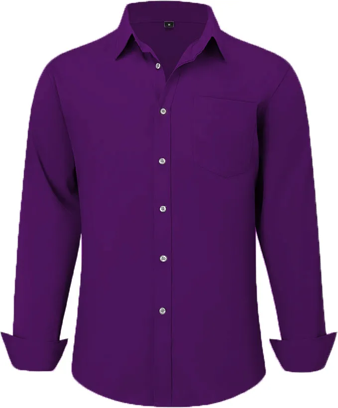 Uniform Unicorn Men's Formal American Purple Shirt - Slim Fit Long Sleeve with Pocket | Office Wear | Formal Wear | Daily Wear(Shirt_American Purple)
