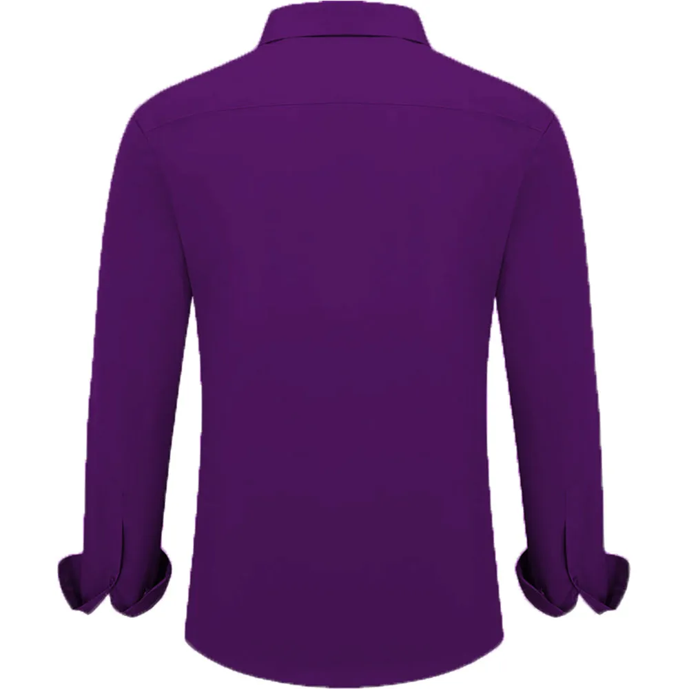 Uniform Unicorn Men's Formal American Purple Shirt - Slim Fit Long Sleeve with Pocket | Office Wear | Formal Wear | Daily Wear(Shirt_American Purple)