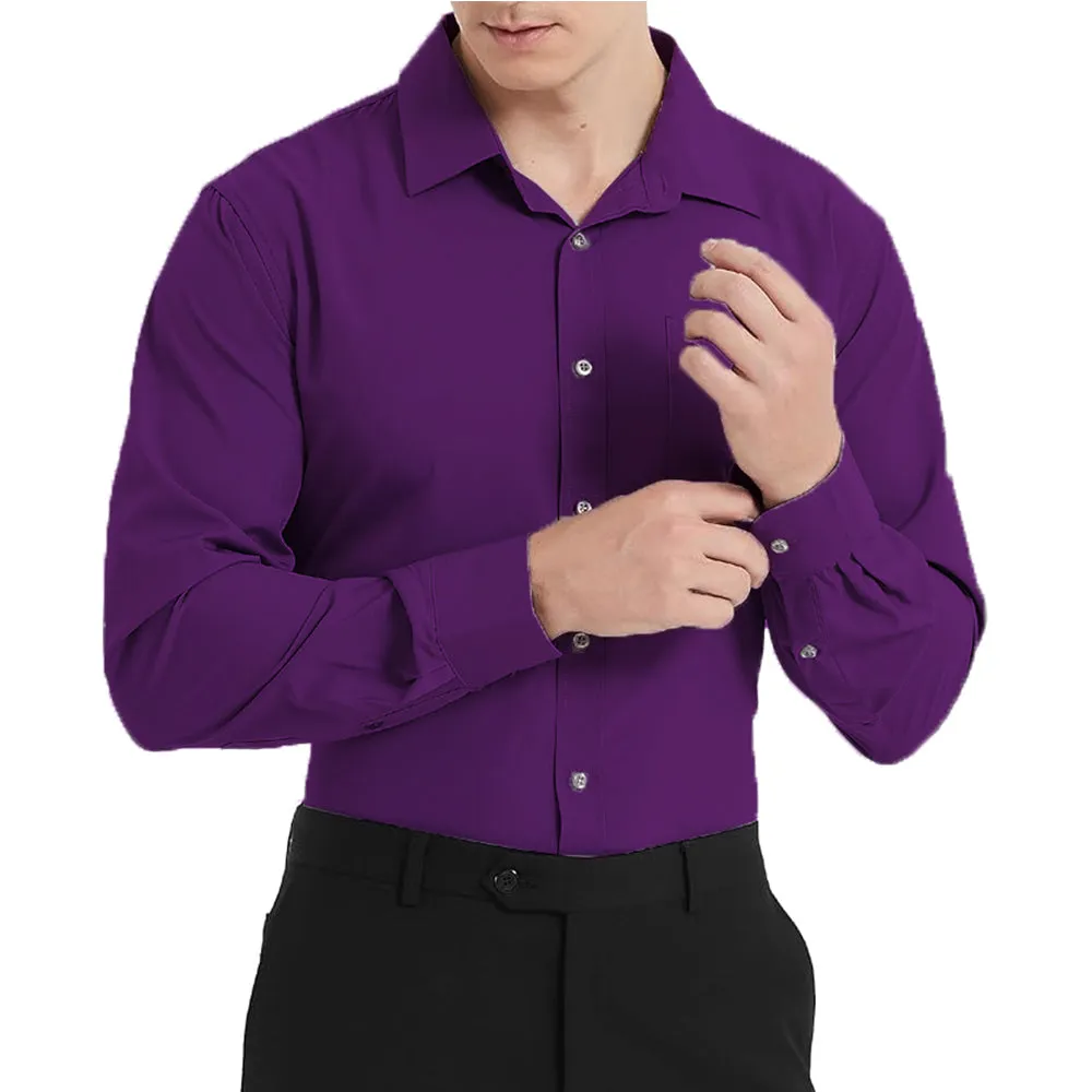 Uniform Unicorn Men's Formal American Purple Shirt - Slim Fit Long Sleeve with Pocket | Office Wear | Formal Wear | Daily Wear(Shirt_American Purple)
