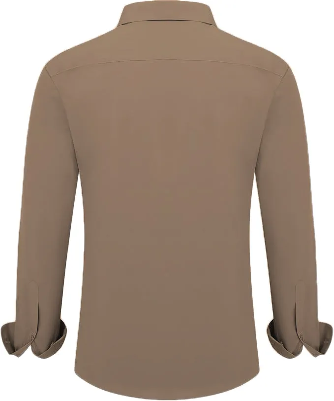 Uniform Unicorn Men's Formal Beaver Brown Shirt - Slim Fit Long Sleeve with Pocket | Office Wear | Formal Wear | Daily Wear (Shirt_Beaver Brown)