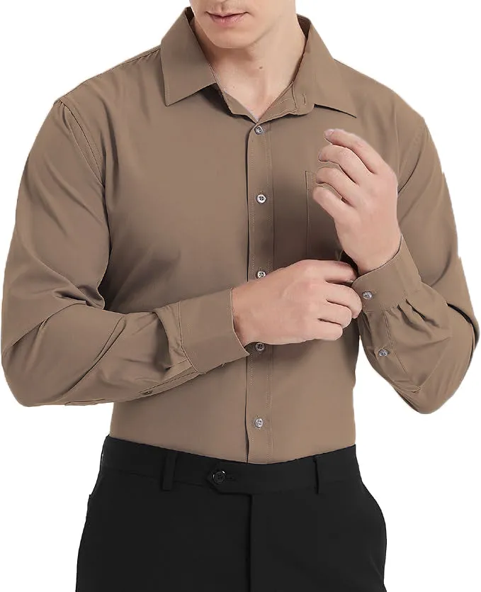 Uniform Unicorn Men's Formal Beaver Brown Shirt - Slim Fit Long Sleeve with Pocket | Office Wear | Formal Wear | Daily Wear (Shirt_Beaver Brown)
