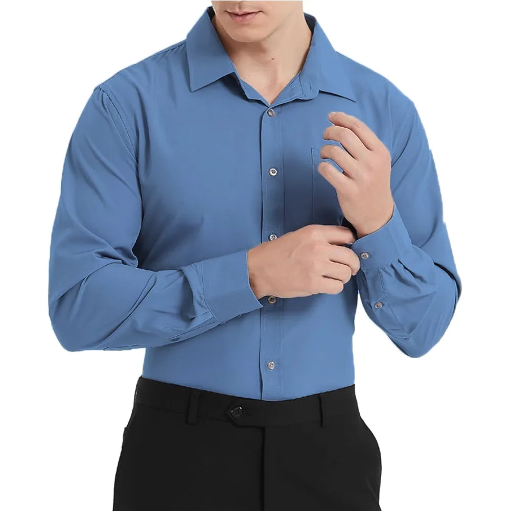 Uniform Unicorn Men's Formal Blue Yander Shirt - Slim Fit Long Sleeve with Pocket | Office Wear | Formal Wear | Daily Wear (Shirt_Blue Yander)