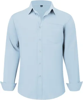 Uniform Unicorn Men's Formal Columbia Blue Shirt - Slim Fit Long Sleeve with Pocket | Office Wear | Formal Wear | Daily Wear (Shirt_Columbia Blue)