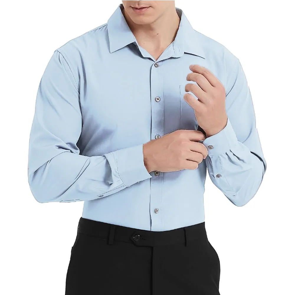 Uniform Unicorn Men's Formal Columbia Blue Shirt - Slim Fit Long Sleeve with Pocket | Office Wear | Formal Wear | Daily Wear (Shirt_Columbia Blue)