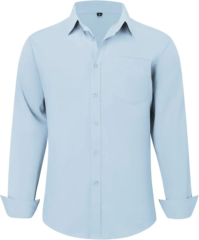 Uniform Unicorn Men's Formal Columbia Blue Shirt - Slim Fit Long Sleeve with Pocket | Office Wear | Formal Wear | Daily Wear (Shirt_Columbia Blue)