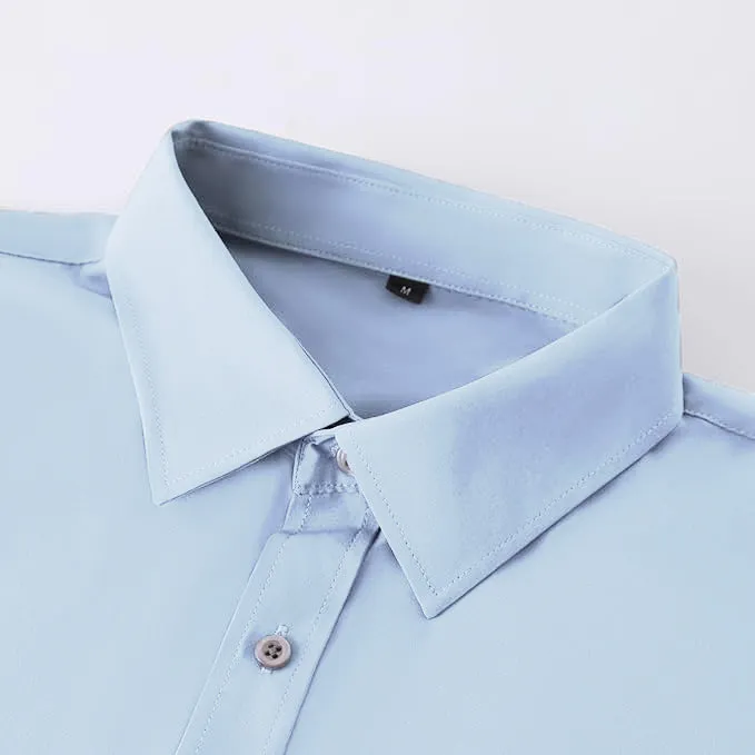 Uniform Unicorn Men's Formal Columbia Blue Shirt - Slim Fit Long Sleeve with Pocket | Office Wear | Formal Wear | Daily Wear (Shirt_Columbia Blue)