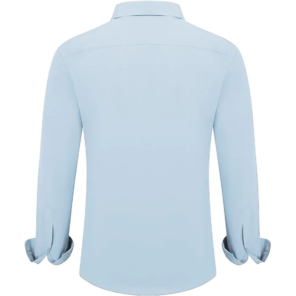 Uniform Unicorn Men's Formal Columbia Blue Shirt - Slim Fit Long Sleeve with Pocket | Office Wear | Formal Wear | Daily Wear (Shirt_Columbia Blue)