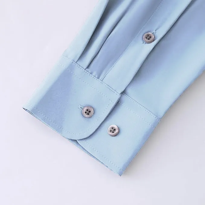 Uniform Unicorn Men's Formal Columbia Blue Shirt - Slim Fit Long Sleeve with Pocket | Office Wear | Formal Wear | Daily Wear (Shirt_Columbia Blue)