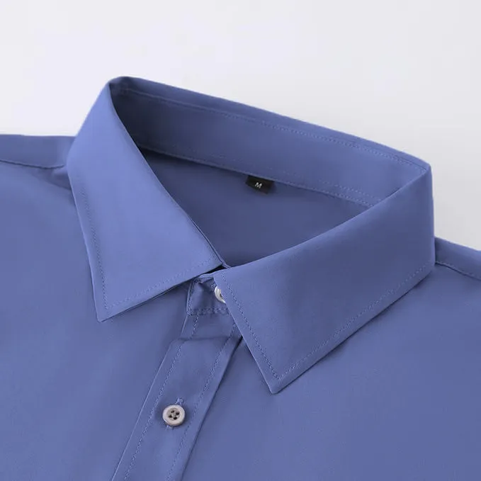 Uniform Unicorn Men's Formal Dark Blue Gray Shirt - Slim Fit Long Sleeve with Pocket | Office Wear | Formal Wear | Daily Wear (Shirt_Dark Blue Gray)