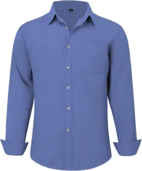 Uniform Unicorn Men's Formal Dark Blue Gray Shirt - Slim Fit Long Sleeve with Pocket | Office Wear | Formal Wear | Daily Wear (Shirt_Dark Blue Gray)
