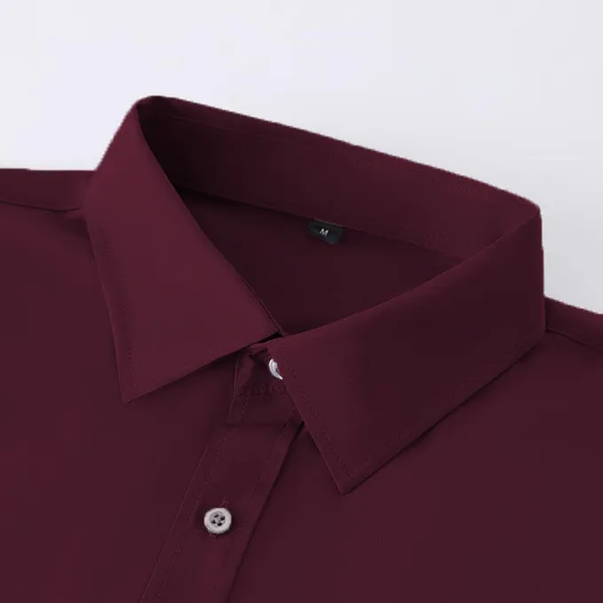 Uniform Unicorn Men's Formal Dark Wine Shirt - Slim Fit Long Sleeve with Pocket | Office Wear | Formal Wear | Daily Wear (Shirt_Dark Wine)