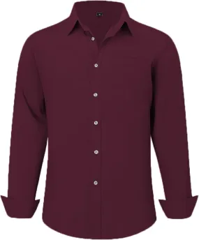 Uniform Unicorn Men's Formal Dark Wine Shirt - Slim Fit Long Sleeve with Pocket | Office Wear | Formal Wear | Daily Wear (Shirt_Dark Wine)