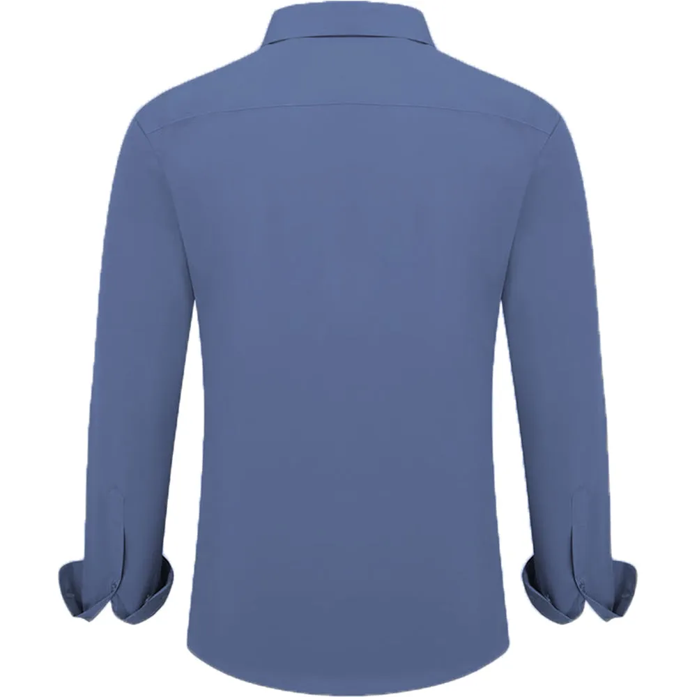 Uniform Unicorn Men's Formal Dusty Blue Shirt - Slim Fit Long Sleeve with Pocket | Office Wear | Formal Wear | Daily Wear(Shirt_Dusty Blue)