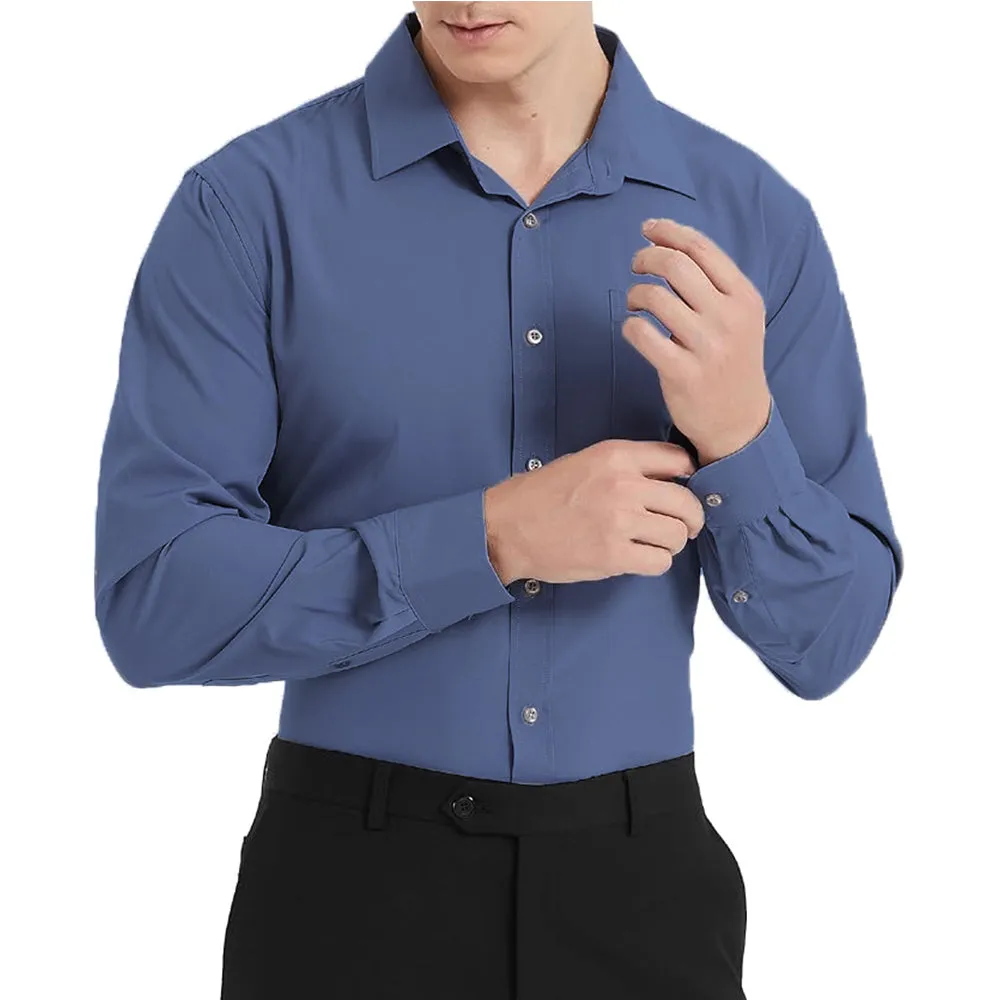 Uniform Unicorn Men's Formal Dusty Blue Shirt - Slim Fit Long Sleeve with Pocket | Office Wear | Formal Wear | Daily Wear(Shirt_Dusty Blue)