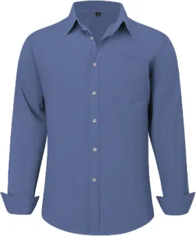 Uniform Unicorn Men's Formal Dusty Blue Shirt - Slim Fit Long Sleeve with Pocket | Office Wear | Formal Wear | Daily Wear(Shirt_Dusty Blue)