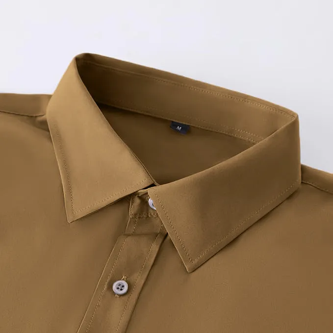 Uniform Unicorn Men's Formal French Beige Shirt - Slim Fit Long Sleeve with Pocket | Office Wear | Formal Wear | Daily Wear(Shirt_French Beige)