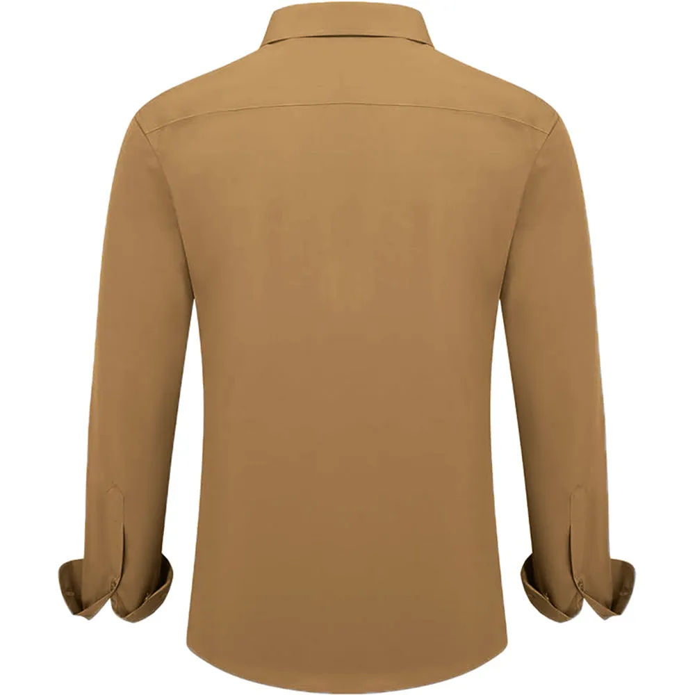 Uniform Unicorn Men's Formal French Beige Shirt - Slim Fit Long Sleeve with Pocket | Office Wear | Formal Wear | Daily Wear(Shirt_French Beige)