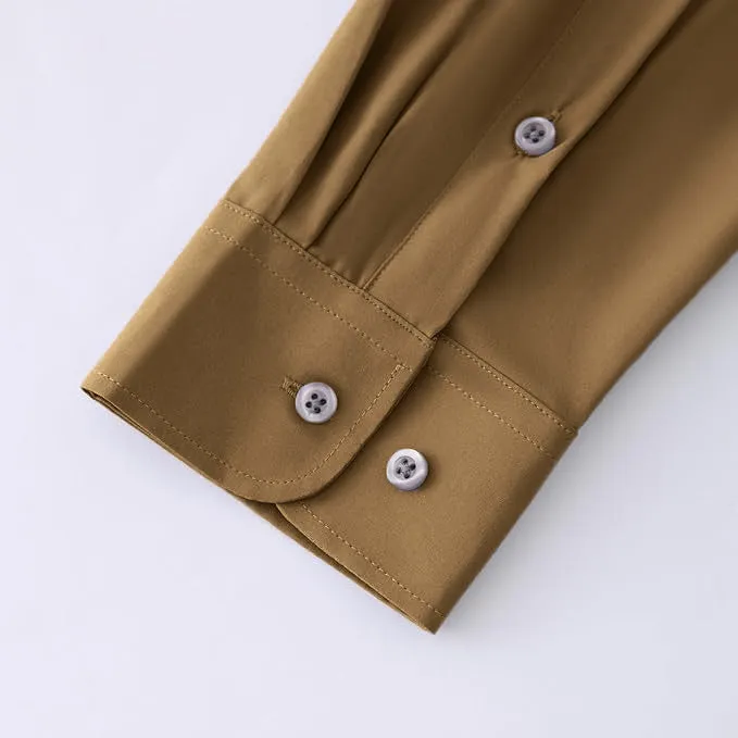 Uniform Unicorn Men's Formal French Beige Shirt - Slim Fit Long Sleeve with Pocket | Office Wear | Formal Wear | Daily Wear(Shirt_French Beige)