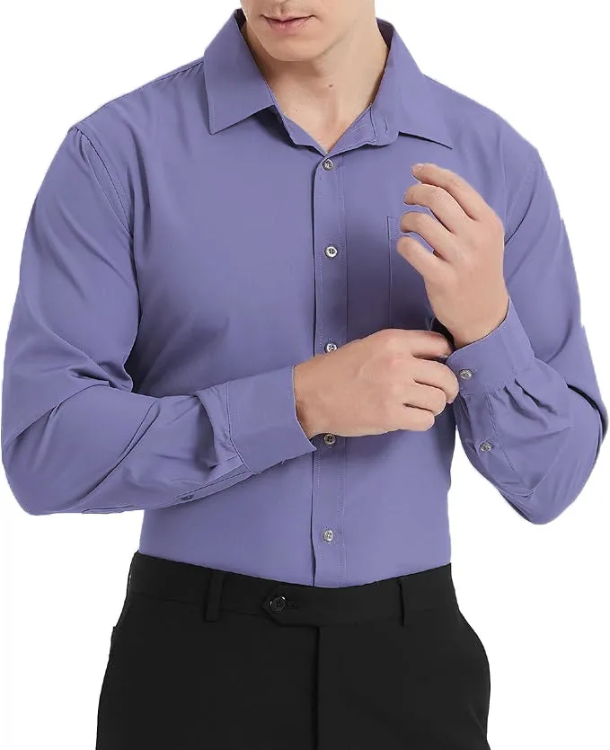 Uniform Unicorn Men's Formal Lavender Purple Shirt - Slim Fit Long Sleeve with Pocket | Office Wear | Formal Wear | Daily Wear (Shirt_Lavender Purple)