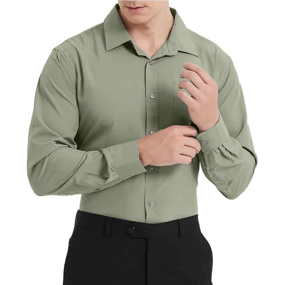Uniform Unicorn Men's Formal Leek Green Shirt - Slim Fit Long Sleeve with Pocket | Office Wear | Formal Wear | Daily Wear(Shirt_Leek Green)