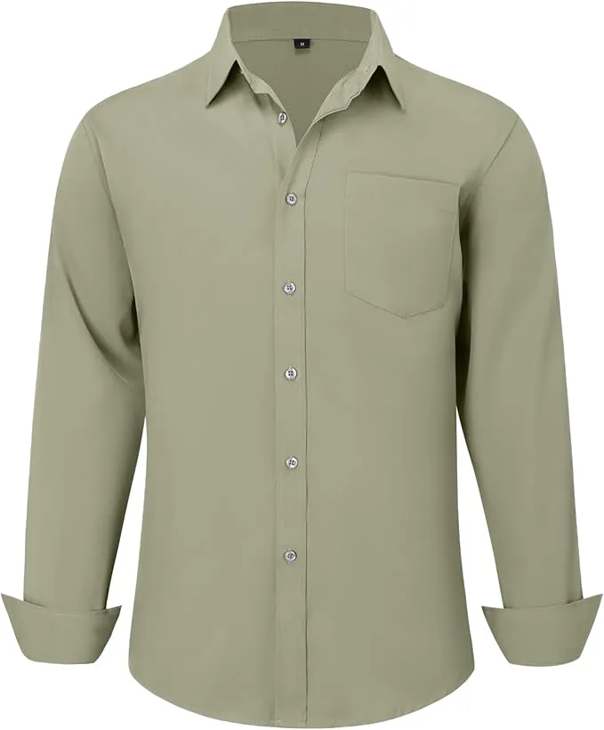 Uniform Unicorn Men's Formal Leek Green Shirt - Slim Fit Long Sleeve with Pocket | Office Wear | Formal Wear | Daily Wear(Shirt_Leek Green)