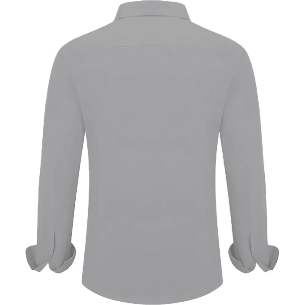 Uniform Unicorn Men's Formal Light Grey Shirt - Slim Fit Long Sleeve with Pocket | Office Wear | Formal Wear | Daily Wear(Shirt_Light Grey)