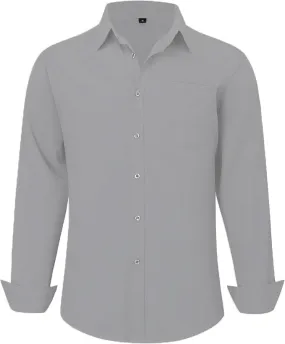 Uniform Unicorn Men's Formal Light Grey Shirt - Slim Fit Long Sleeve with Pocket | Office Wear | Formal Wear | Daily Wear(Shirt_Light Grey)