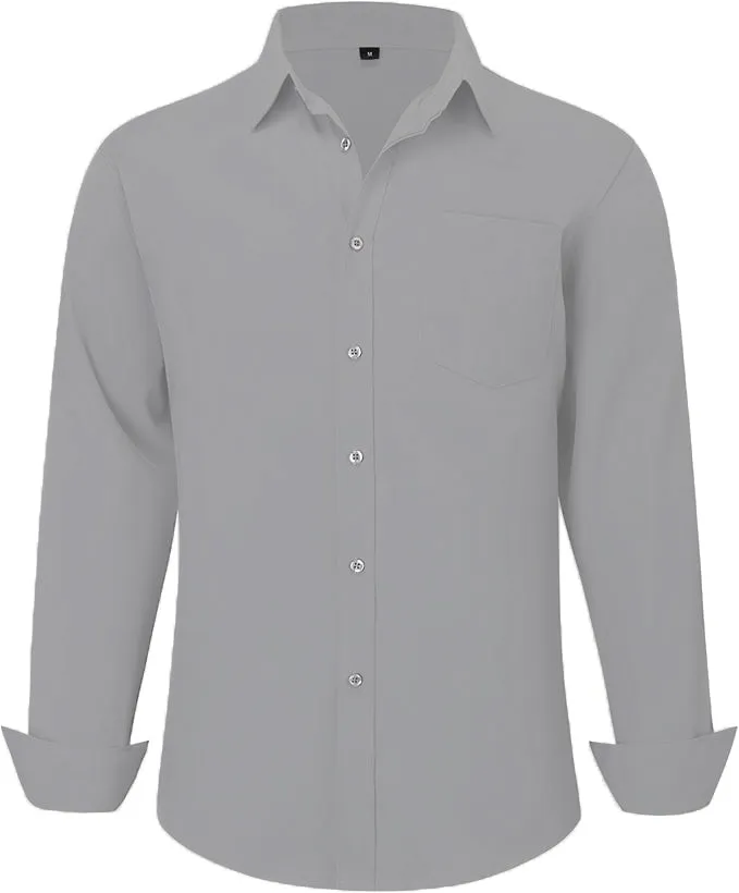 Uniform Unicorn Men's Formal Light Grey Shirt - Slim Fit Long Sleeve with Pocket | Office Wear | Formal Wear | Daily Wear(Shirt_Light Grey)