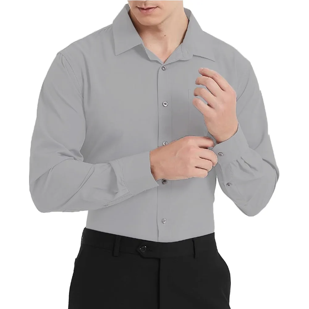 Uniform Unicorn Men's Formal Light Grey Shirt - Slim Fit Long Sleeve with Pocket | Office Wear | Formal Wear | Daily Wear(Shirt_Light Grey)