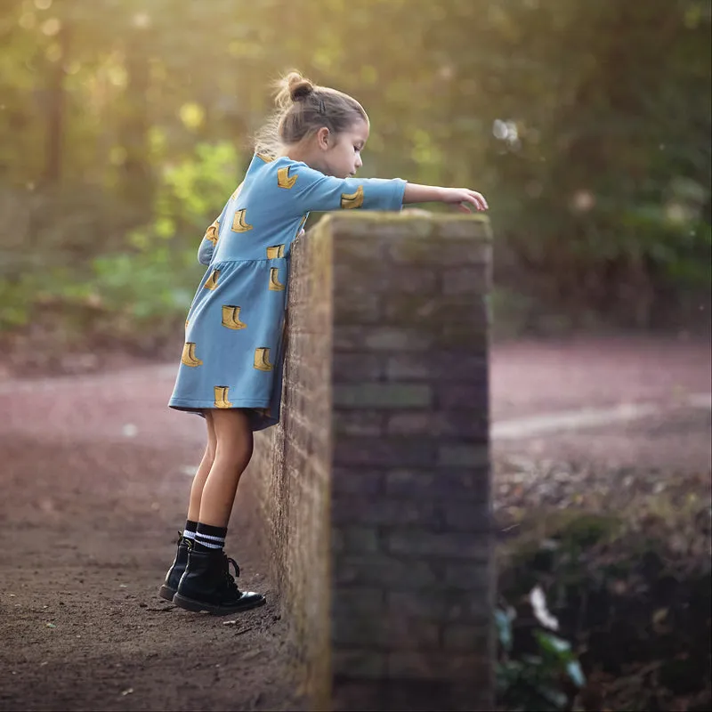 Wellies Citadel Blue French Terry Fabric by See You At Six, Oeko Tex Class 1 Certified