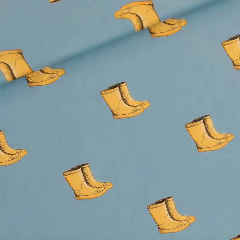 Wellies Citadel Blue French Terry Fabric by See You At Six, Oeko Tex Class 1 Certified